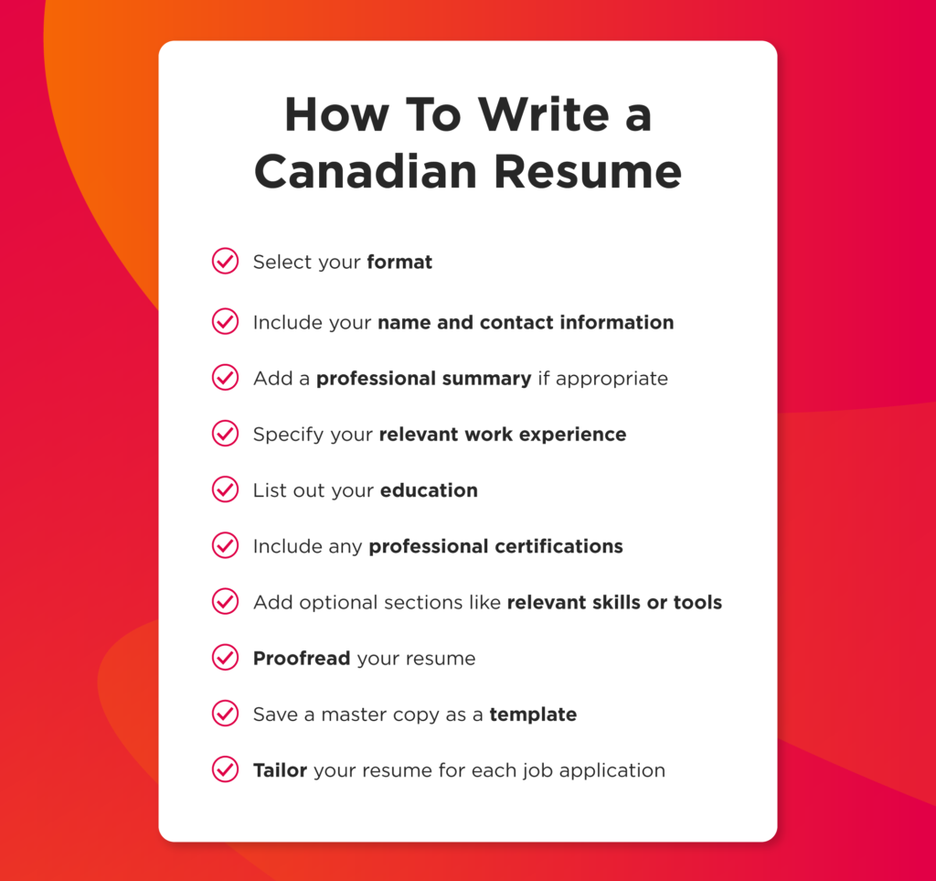 how to make resume canada format